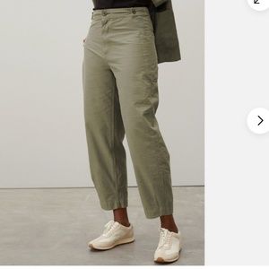 Everlane The Fatigue Barrel Pant Organic Cotton Linen Bayleaf 4